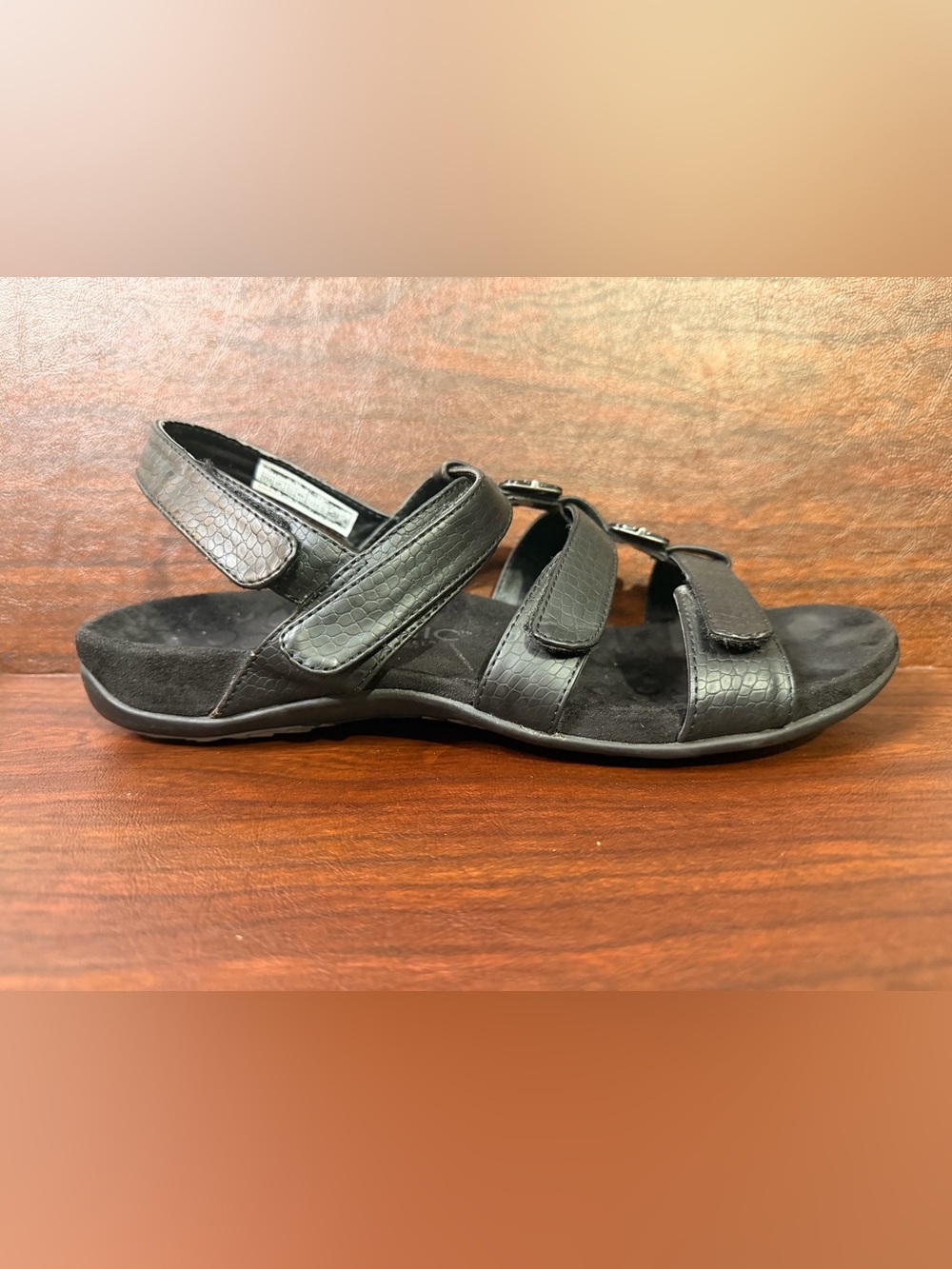 Vionic Women’s Sandals Black Strappy Comfort Slip On With Orthaheel Tech Size 11 - Picture 5 of 9